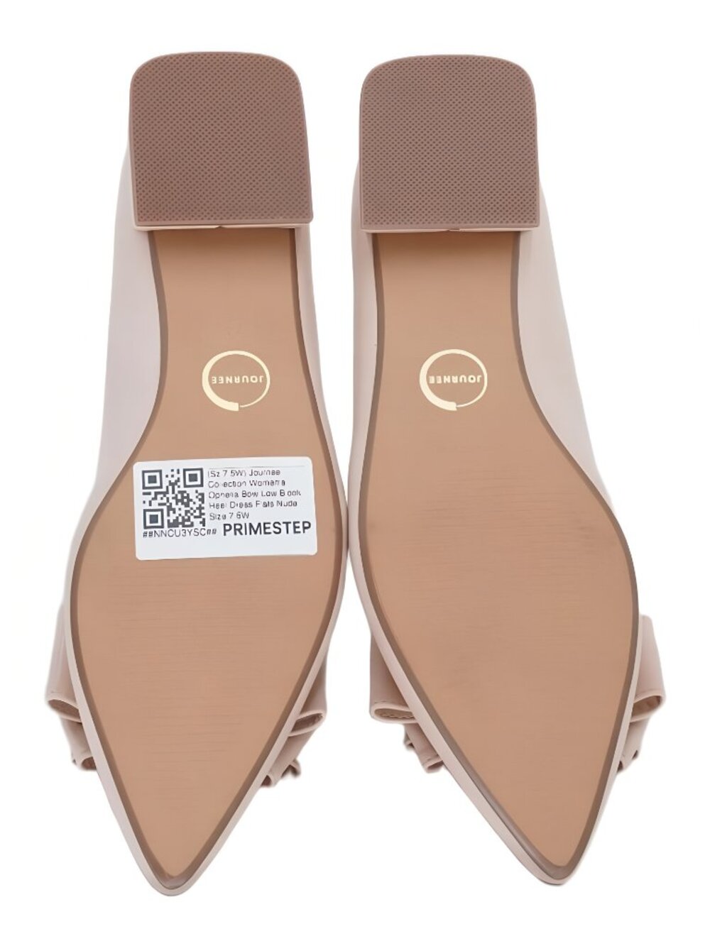 Journee Collection Ophelia Bow Low Block Heel Dress Flats Nude US 7.5W - Picture 6 of 6